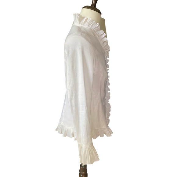 Ruffled Jerry T white blazer SZ L - Picture 3 of 8